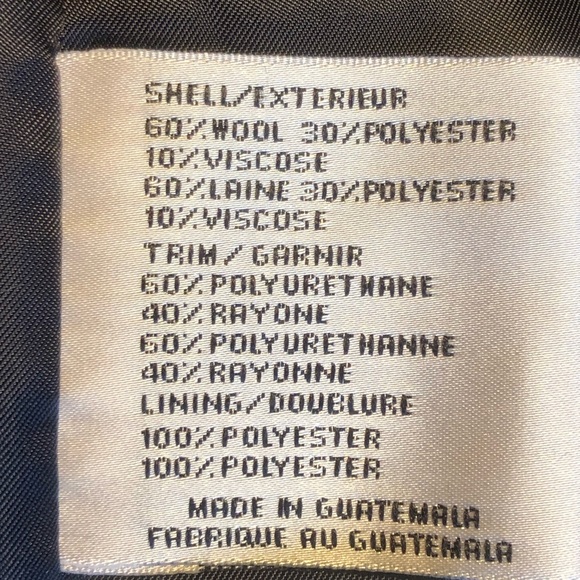 NWT DKNY s8 navy wool blend car coat Blk faux leather accents on sleeves/pockets - Picture 9 of 10